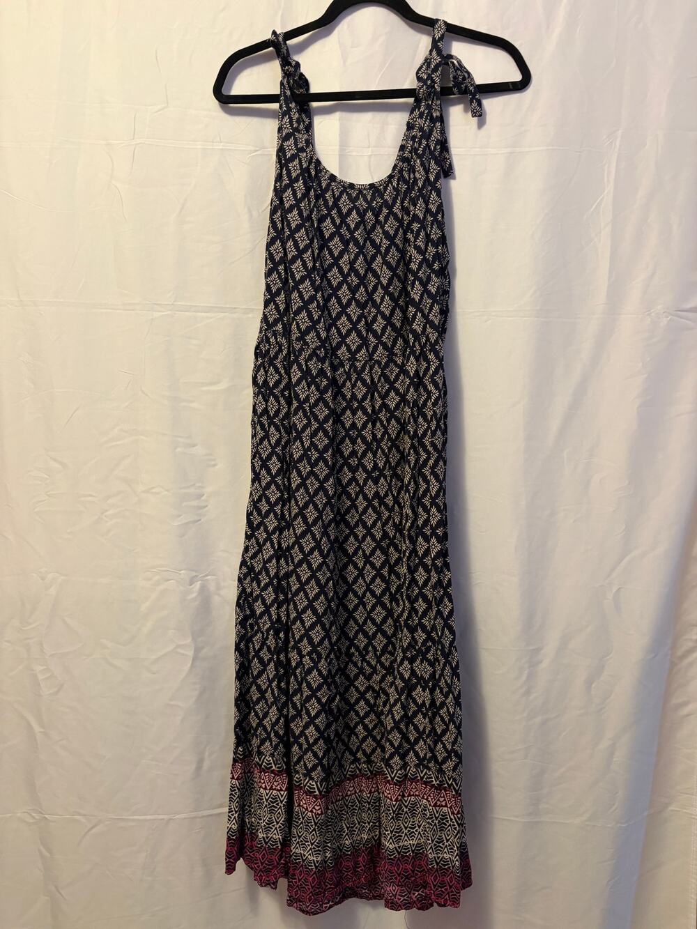 Beach Lunch Lounge CeCe Shoulder Tie Dress Blue White Sz XL